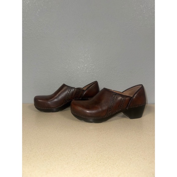 Dansko Shoes - Dansko Brown Leather Slip On Clogs Mules Shoes Women Size 38 Sienna Brown
